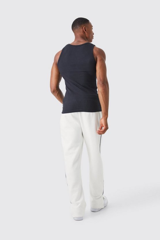 Geripptes Muscle-Fit Tanktop mit Logo