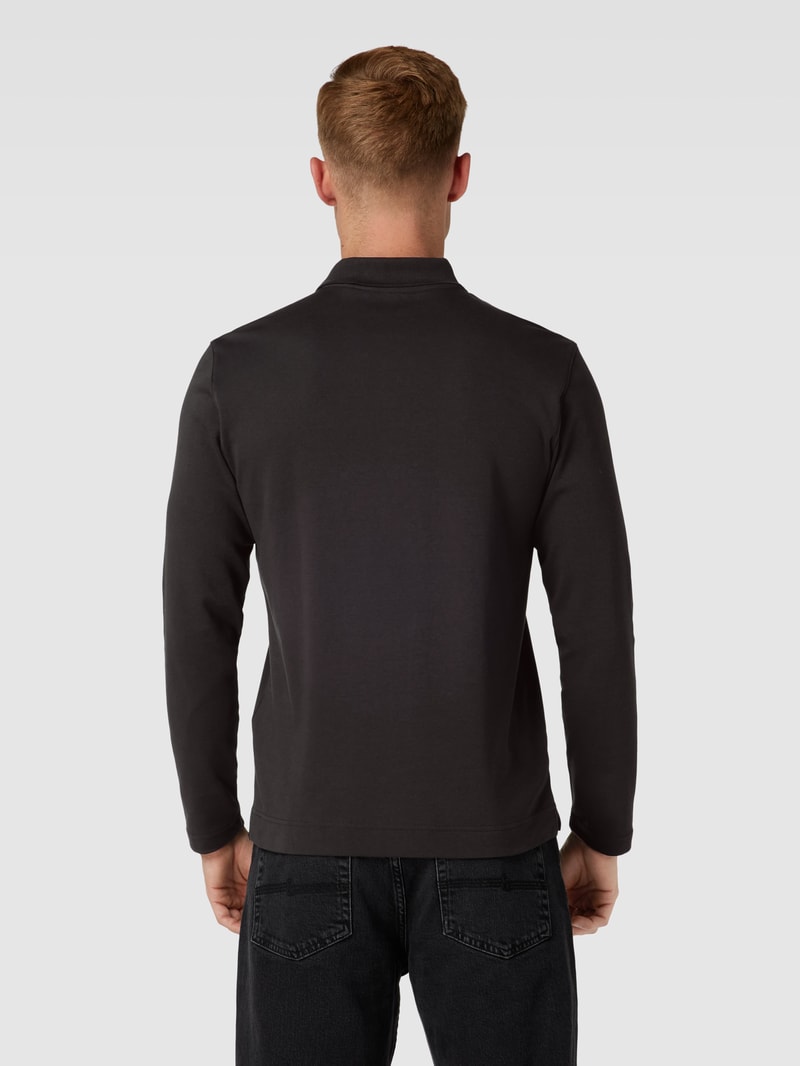 Poloshirt mit kurzerm Reißverschluss in schwarz
