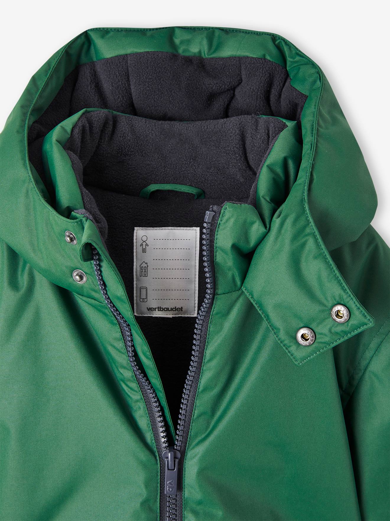 Parka à capuche doublée polaire garçon vert