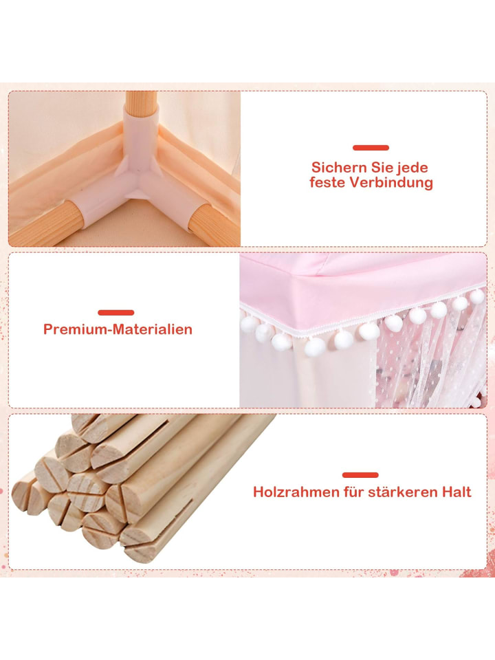COSTWAY Kinderzelt mit Matte für 3-4 Personen in Rosa günstig kaufen 120 cm
