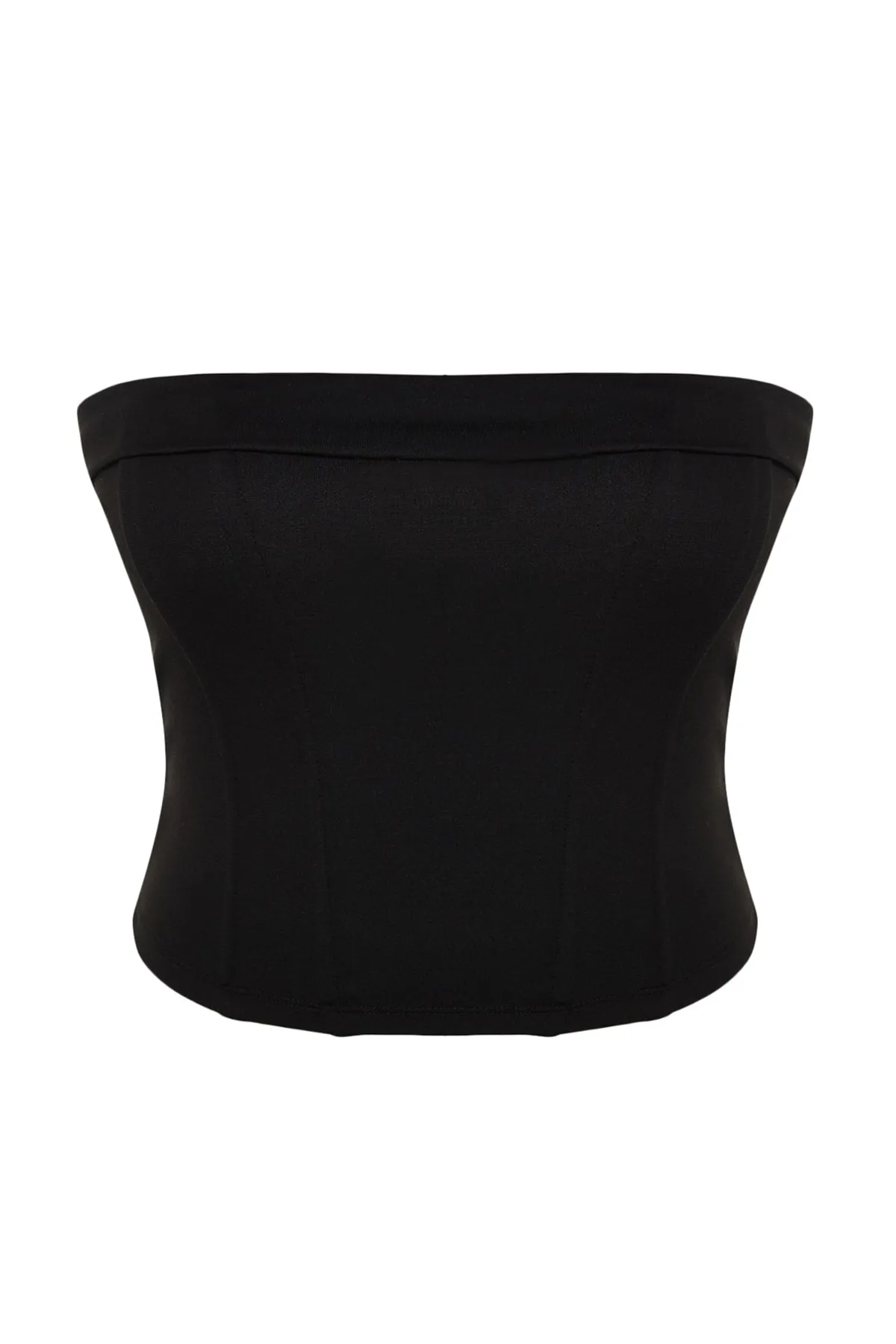 Trendyol Curve  Schwarze trägerlose Strickbluse TBBAW24DJ00000