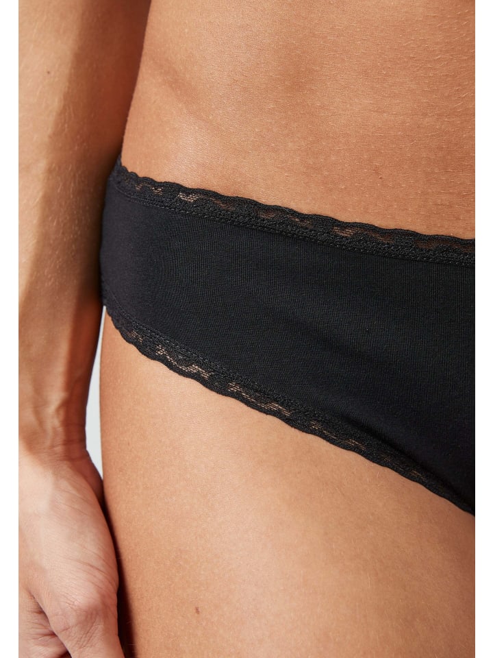 SNOCKS Brazilian Slips mit Spitze aus Bio-Baumwolle 3 Stück in Schwarz günstig kaufen