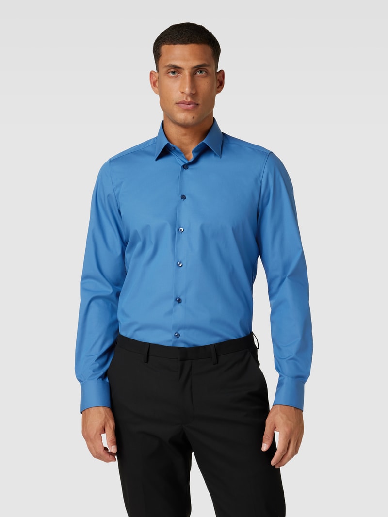 Body Fit Business-Hemd mit Kentkragen in blau