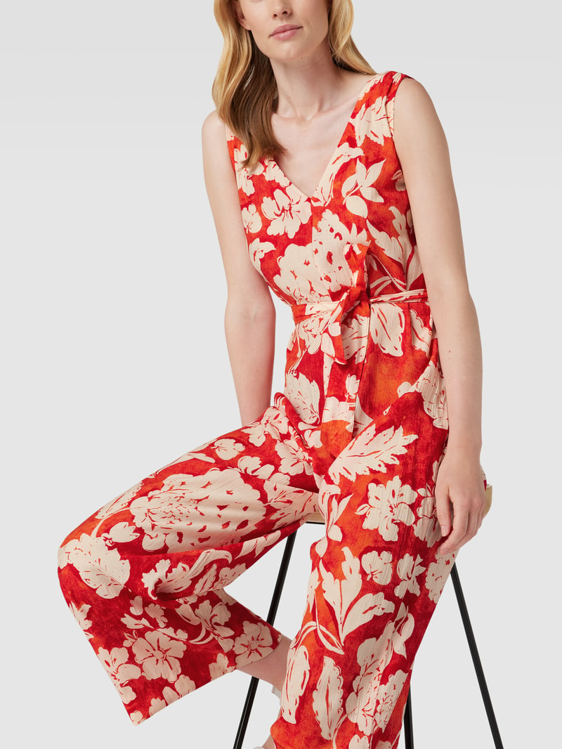 Jumpsuit mit floralem Allover-Muster Modell 'Nora' in orange