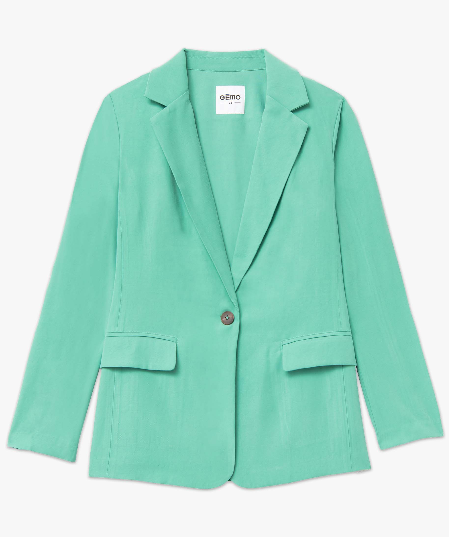 Veste de tailleur femme avec fermeture un bouton vert | GEMO