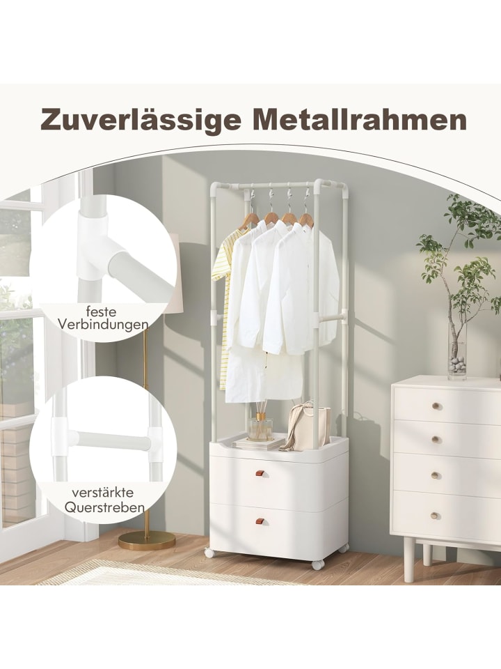 COSTWAY Kleiderständer mit 2 Schubladen 52 x 40 x 161 cm in Weiß günstig kaufen onesize