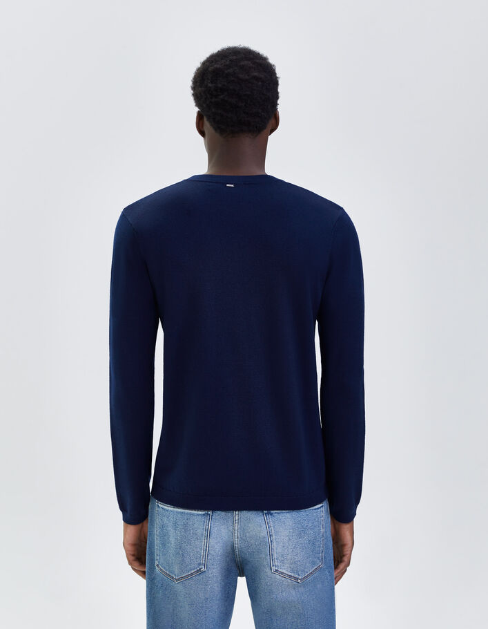 Pull marine tricot 100% laine Homme
