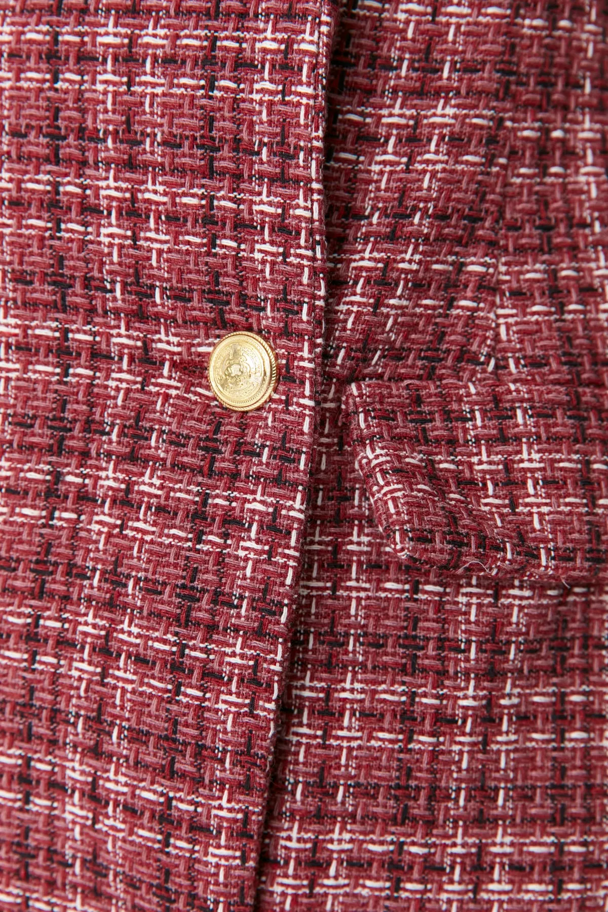 Trendyol Collection  Mehrfarbiges Kleid aus gewebtem Tweed mit Volants und Knöpfen und Volants TWOAW23EL00870