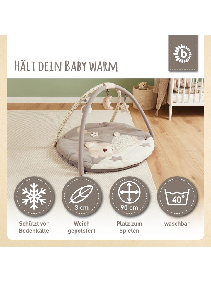 Bieco Spielwaren Krabbeldecke mit Spielbogen Plüsch - ab Geburt in Beige günstig kaufen onesize