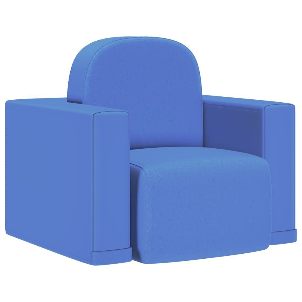 vidaXL Sofa 2-in-1 Kindersofa Blau Kunstleder