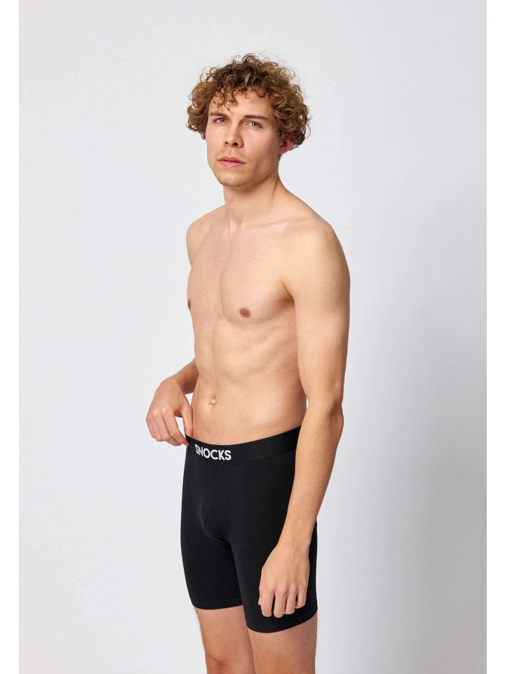 SNOCKS Lange Boxershorts 6 Stück in Schwarz günstig kaufen