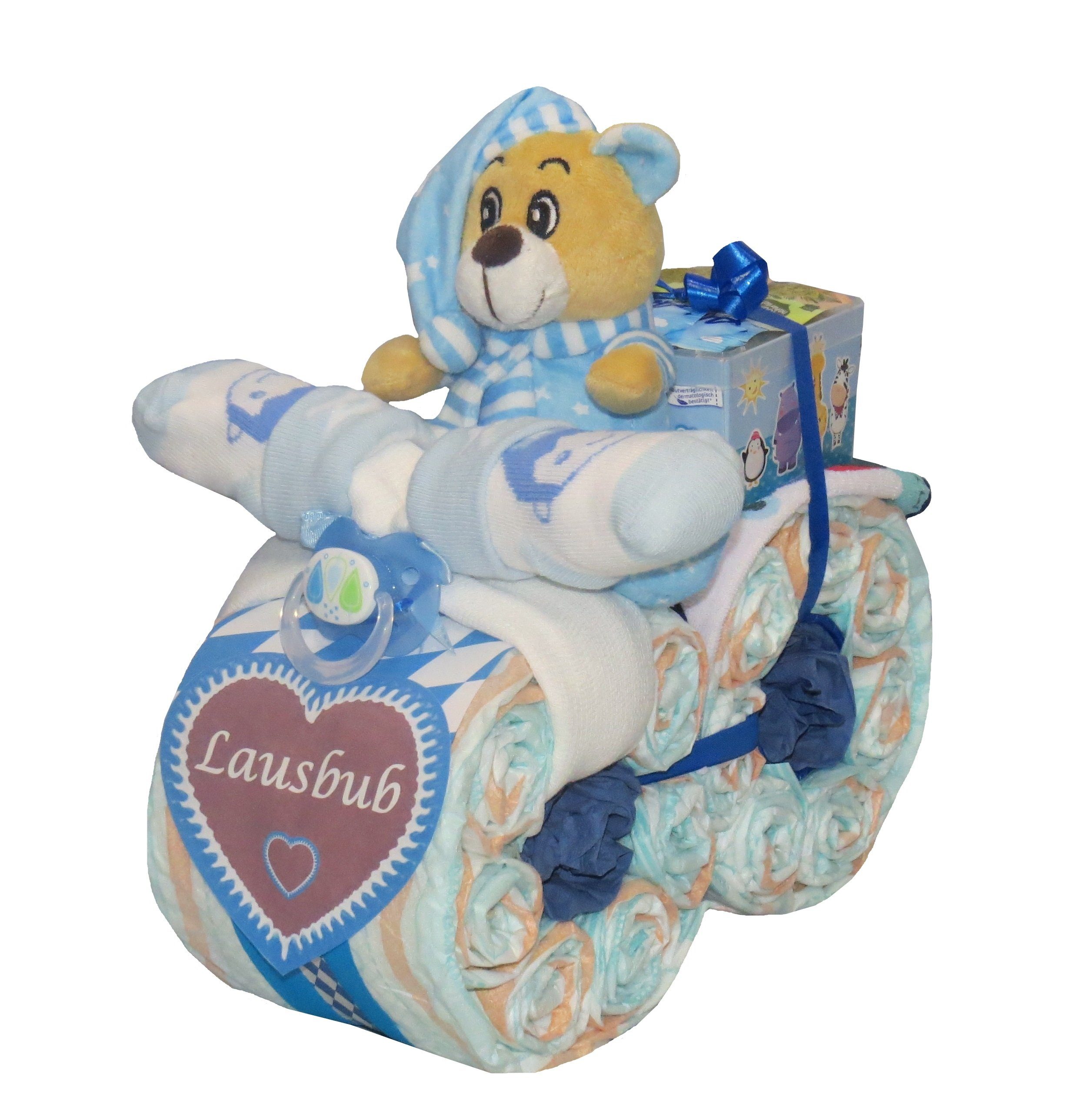 Geschenketorten-Gebhardt Windeln Windeltorte, Windelmotorrad Lausbub, Windelgeschenk Junge