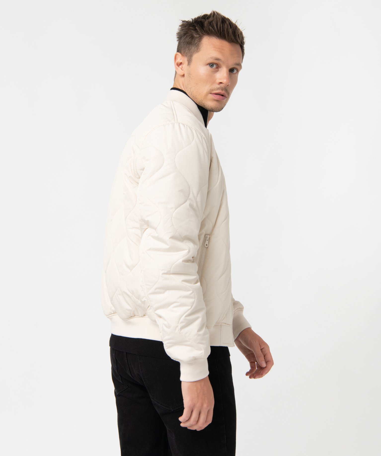 Doudoune homme matelassée et déperlant avec surpiqres fa... beige clair | GEMO