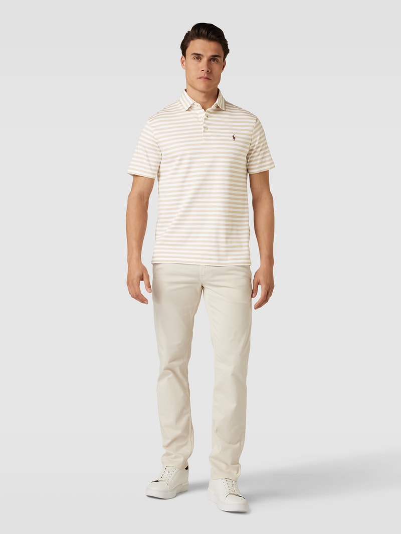 Poloshirt mit Logo-Stitching in beige