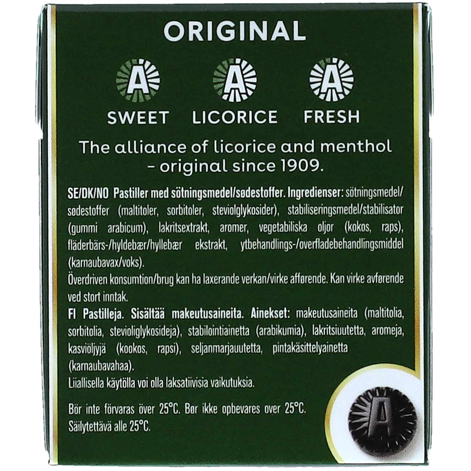 Läkerol Original sugarfree 4x25g