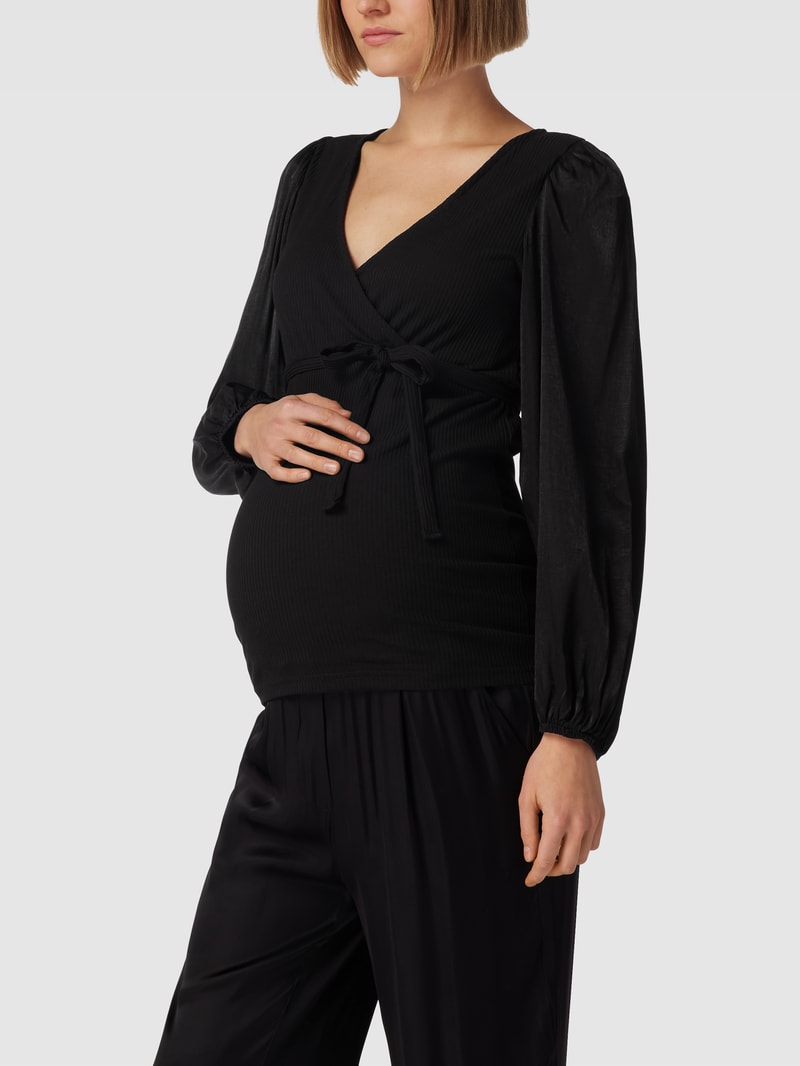 Longsleeve in Wickel-Optik in schwarz