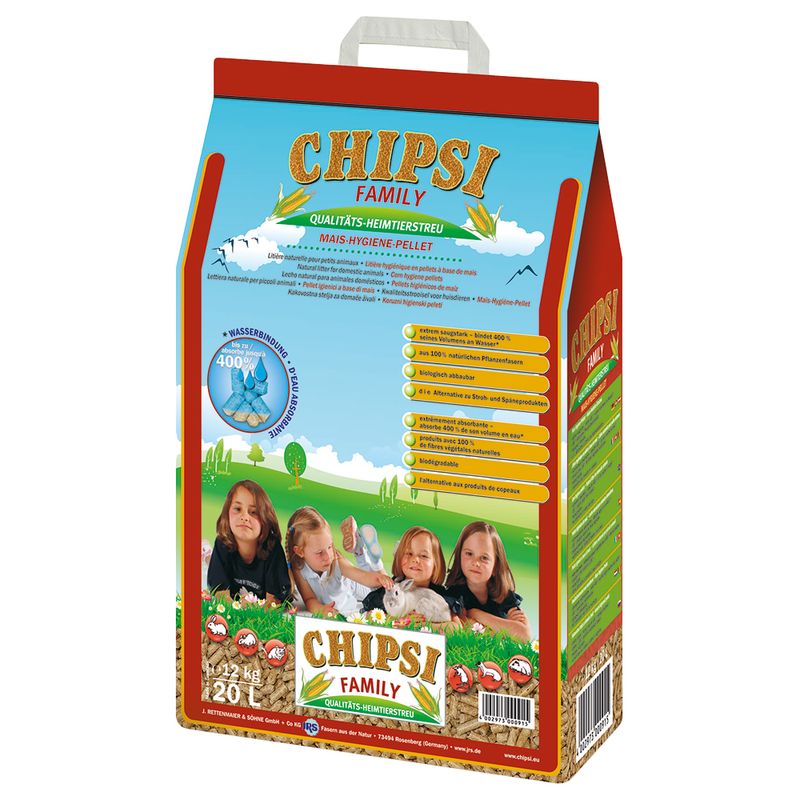 Heu + Einstreu zu Discountpreisen % bei bitiba.de: Chipsi Family Mais-Hygiene-Pellets