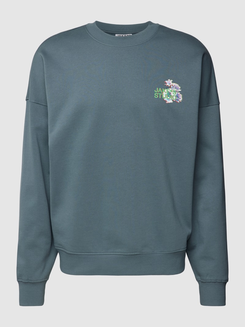 Sweatshirt mit Label-Print Modell 'JEFFERSON' in rauchblau