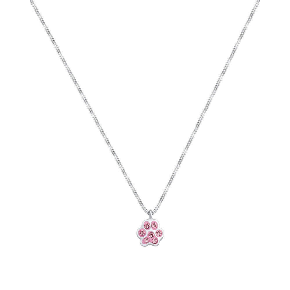 Elli Elli Collier Patte Animal Pink Collier Enfants-(925/100) Argent avec Cristaux collier