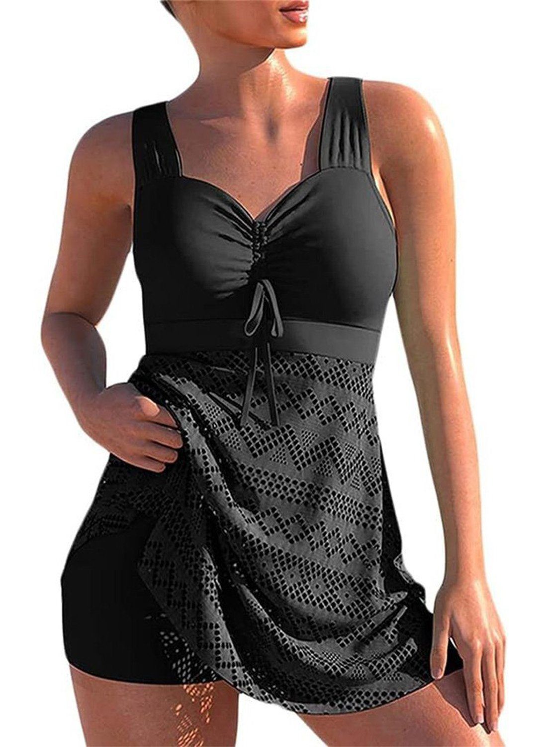 YANN Tankini Damen Bademode Rückenfrei Blau Schlankheitskur Farbe Wispy Bikini (1-St)