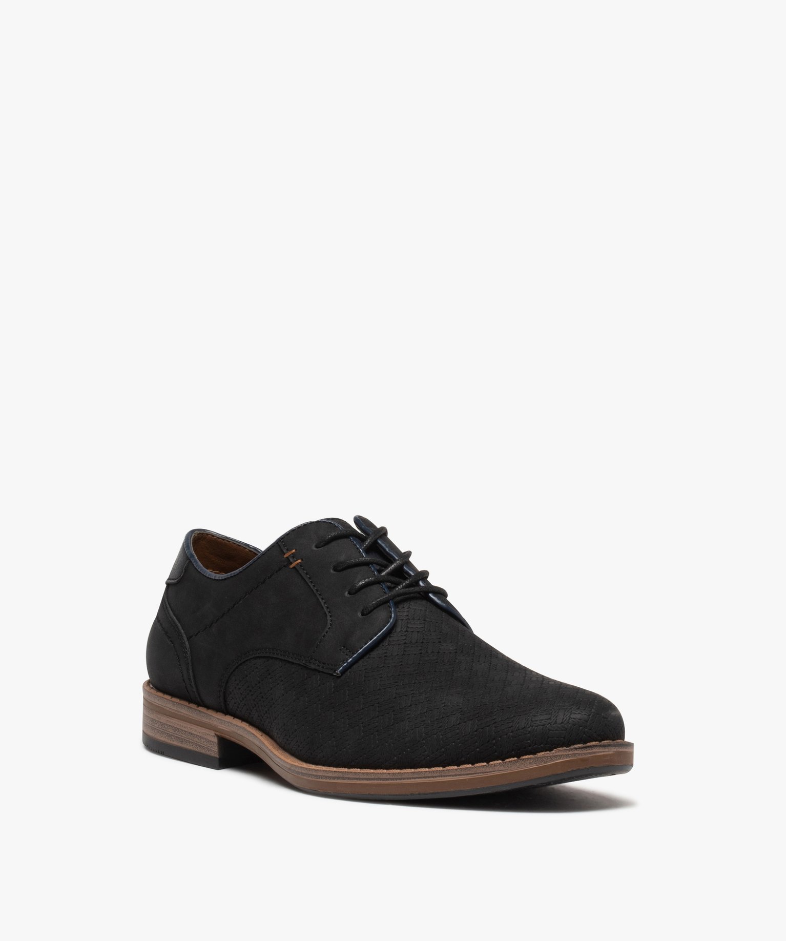Derbies homme unis à lacets et à motif en relief noir | GEMO