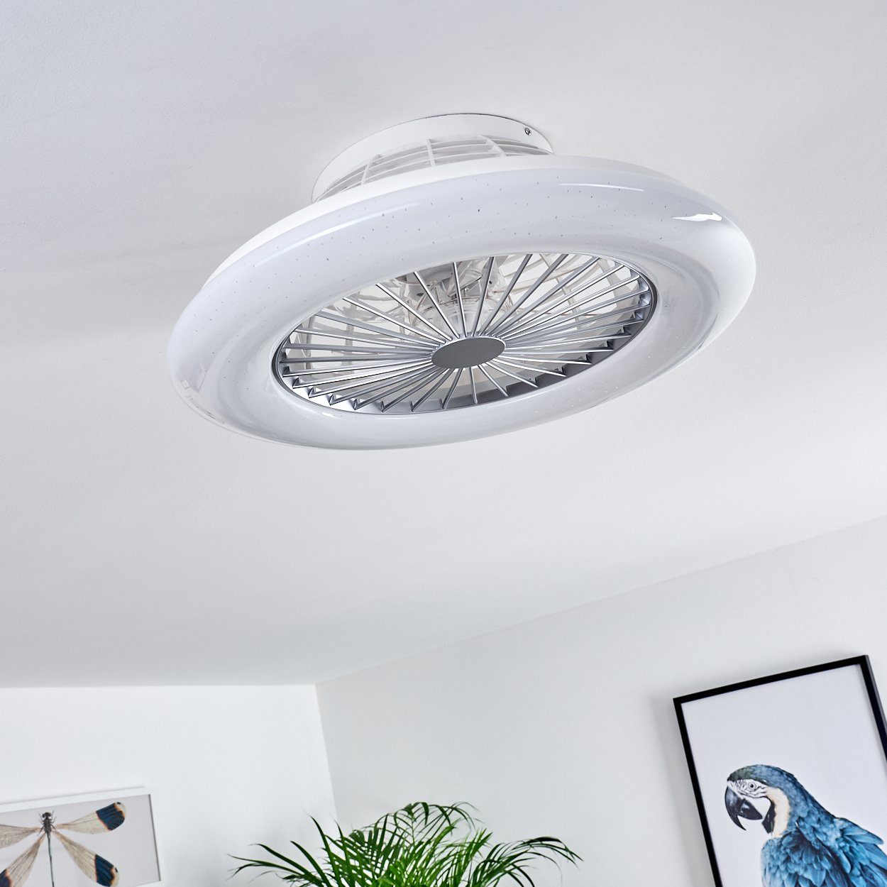 hofstein Deckenventilator Concas LED Deckenventilator, Kunststoff, Titanfarben/Weiß