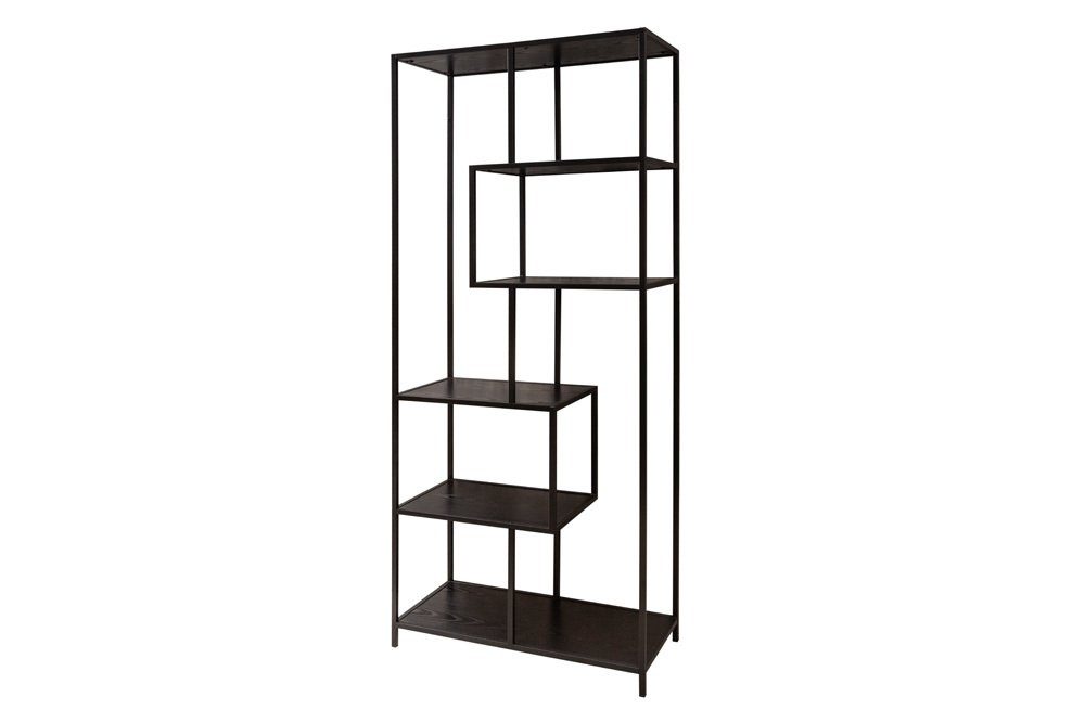 riess-ambiente Standregal SLIM LINE 185cm schwarz, Einzelartikel 1-tlg., Wohnzimmer · Holzwerkstoff · Metall · mit Ablage · Industrial