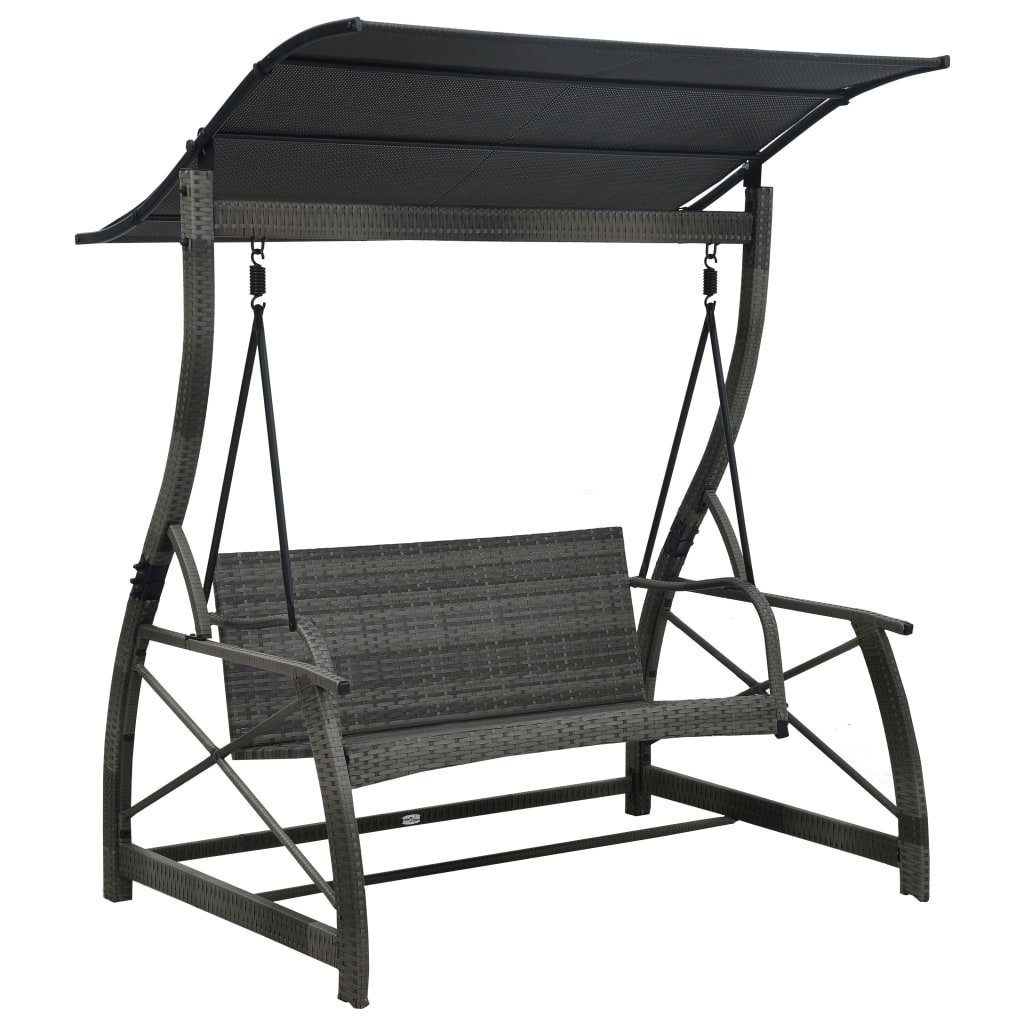vidaXL Hollywoodschaukel Hollywoodschaukel 3-Sitzer mit Dach Poly Rattan Grau, 1 tlg.