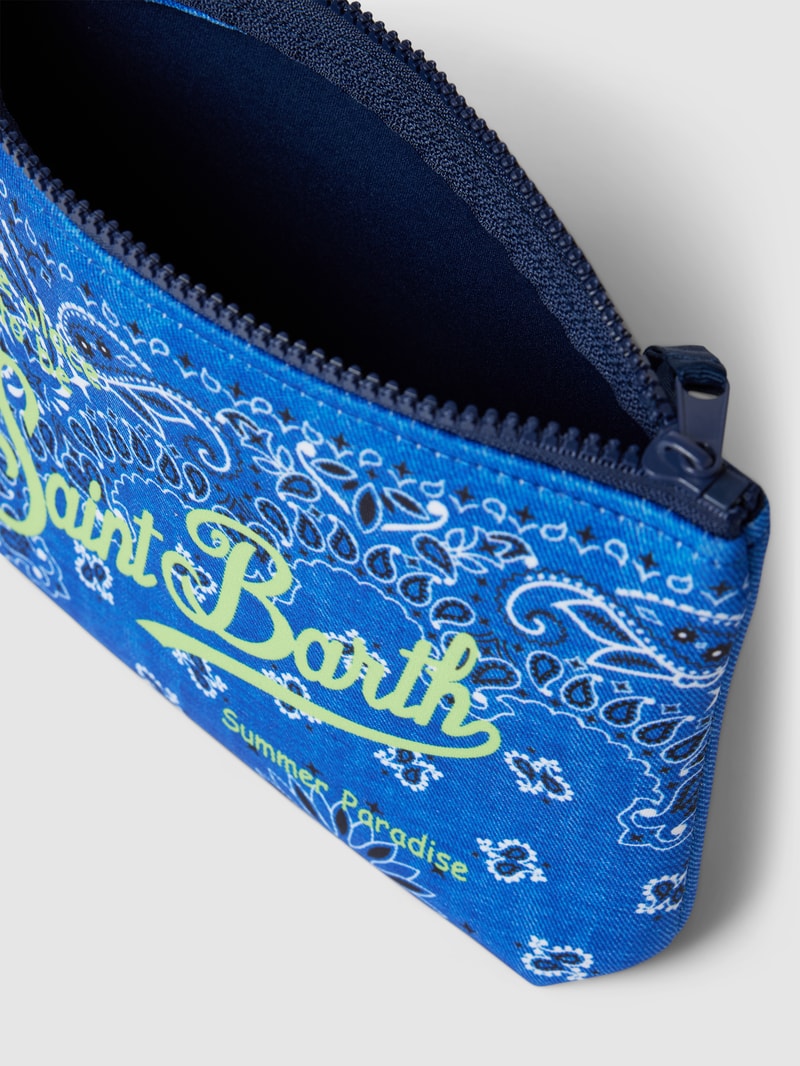 Kulturtasche mit Allover-Muster Modell 'ALINE SPONGE' in blau