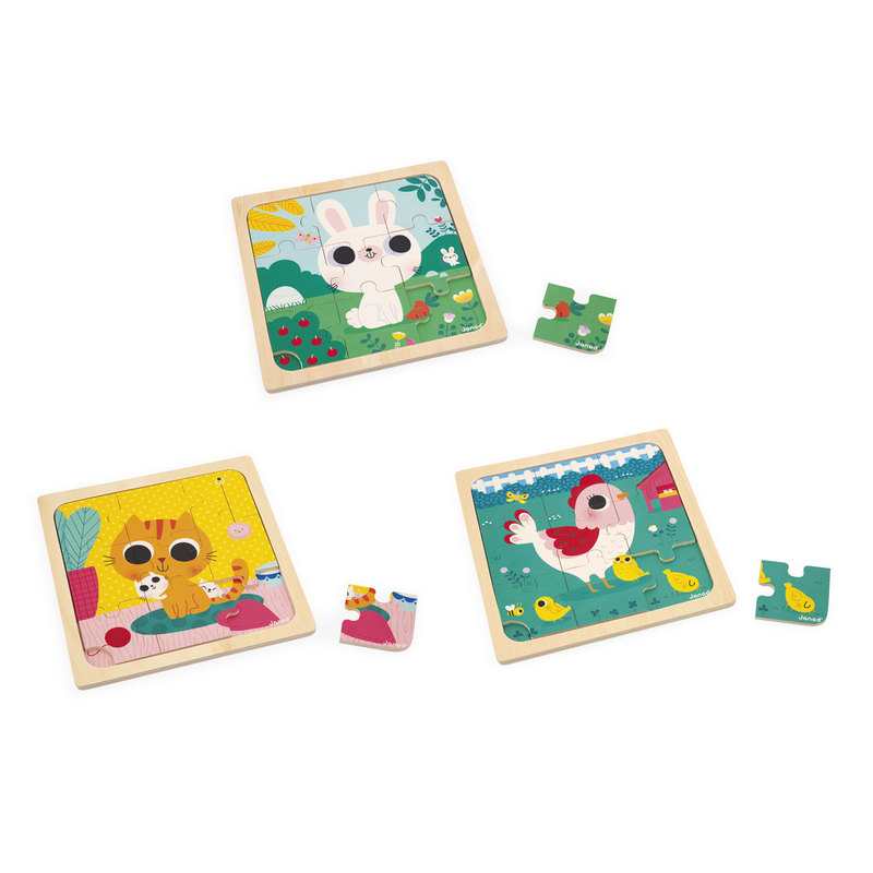 Coffret 3 puzzles 9 pièces Janod