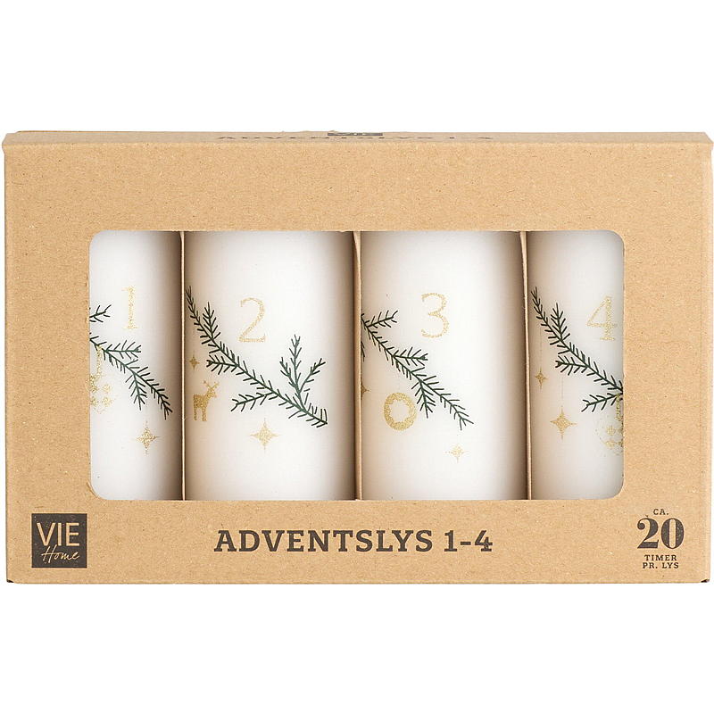 Vie Home Adventslys 4-pk 11 cm 1-4 hvit