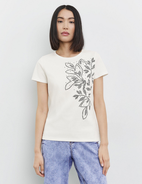 Baumwoll-T-Shirt mit platziertem Print