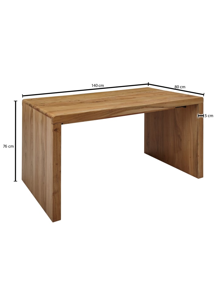 KADIMA DESIGN Schreibtisch BOHA Massiv-Holz Computertisch 140 cm breit in Akazie günstig kaufen