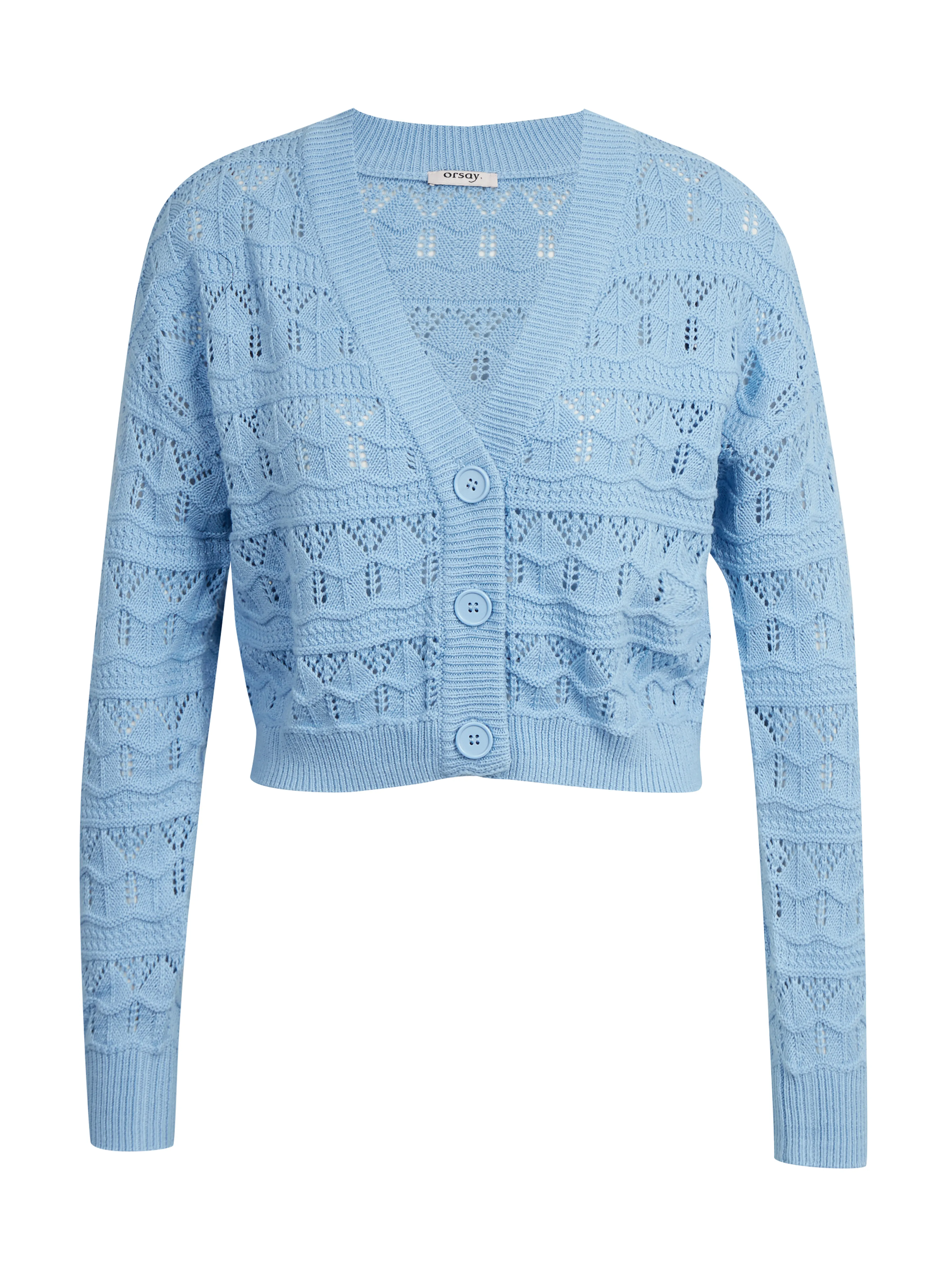 Hellblaue gemusterte Damen Strickjacke ORSAY