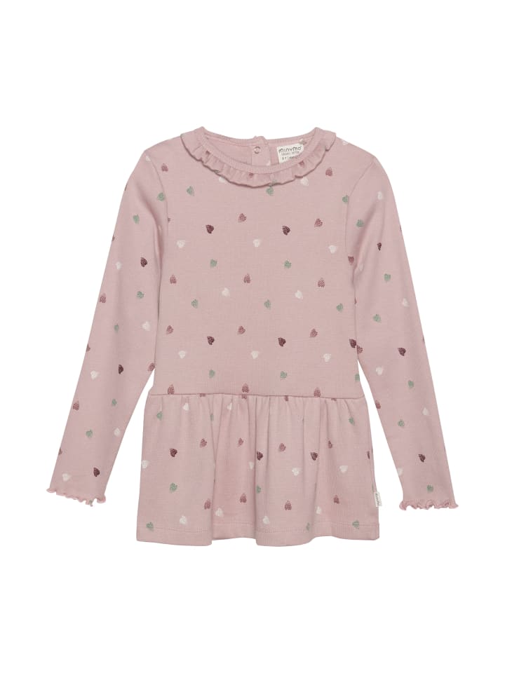 Minymo Longsleeve MITunic LS Rib AOP - 123304 KW Langarmshirt mit Raffungen in Rosa günstig kaufen