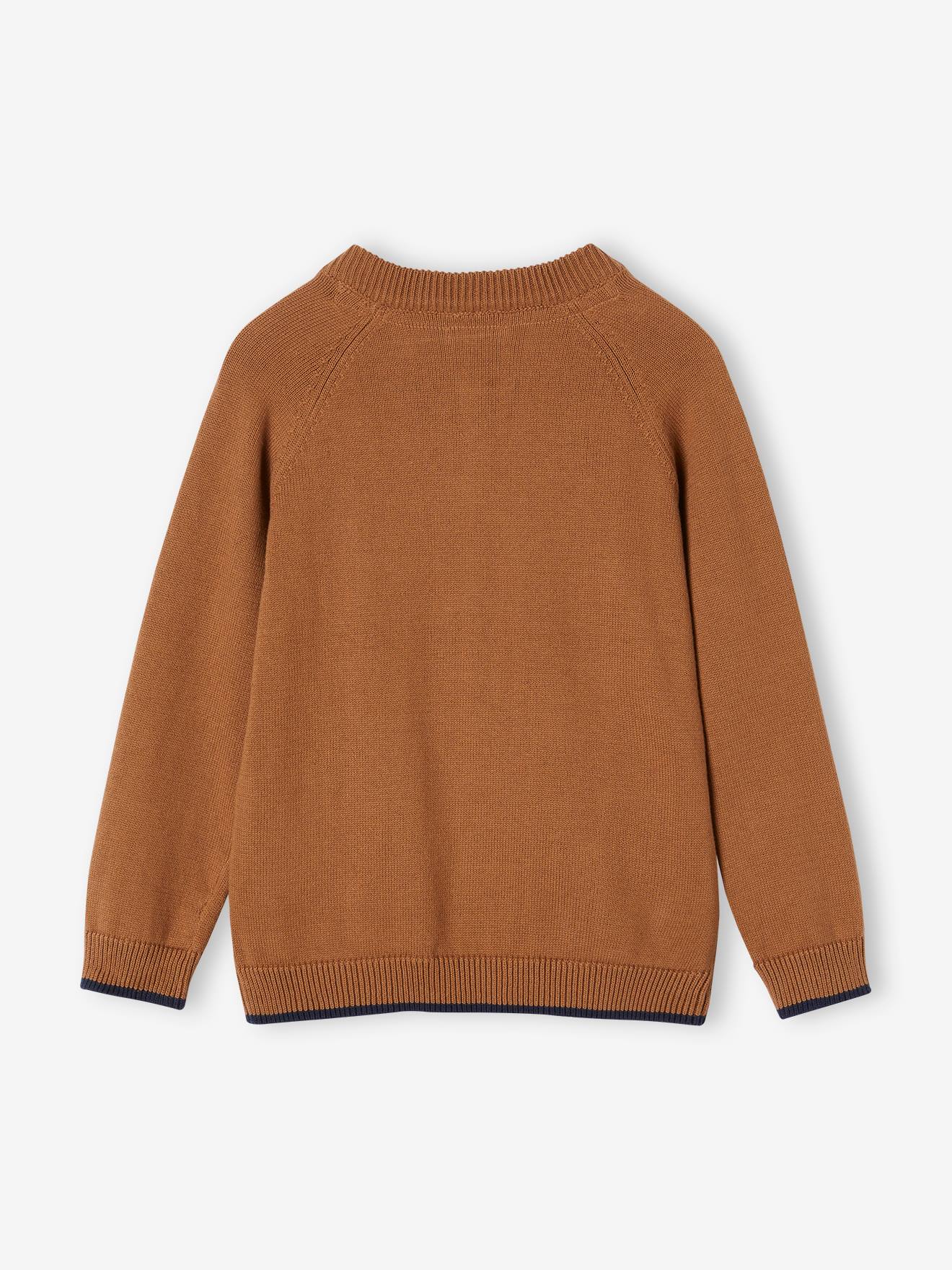 Vertbaudet Jungen Strickjacke im College, personalisierbar-Look Oeko-Tex - salbeigrün