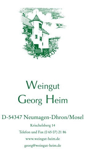 2019 Dhroner Hofberger Spätlese Riesling süss edelsüß - Weingut Georg Heim
