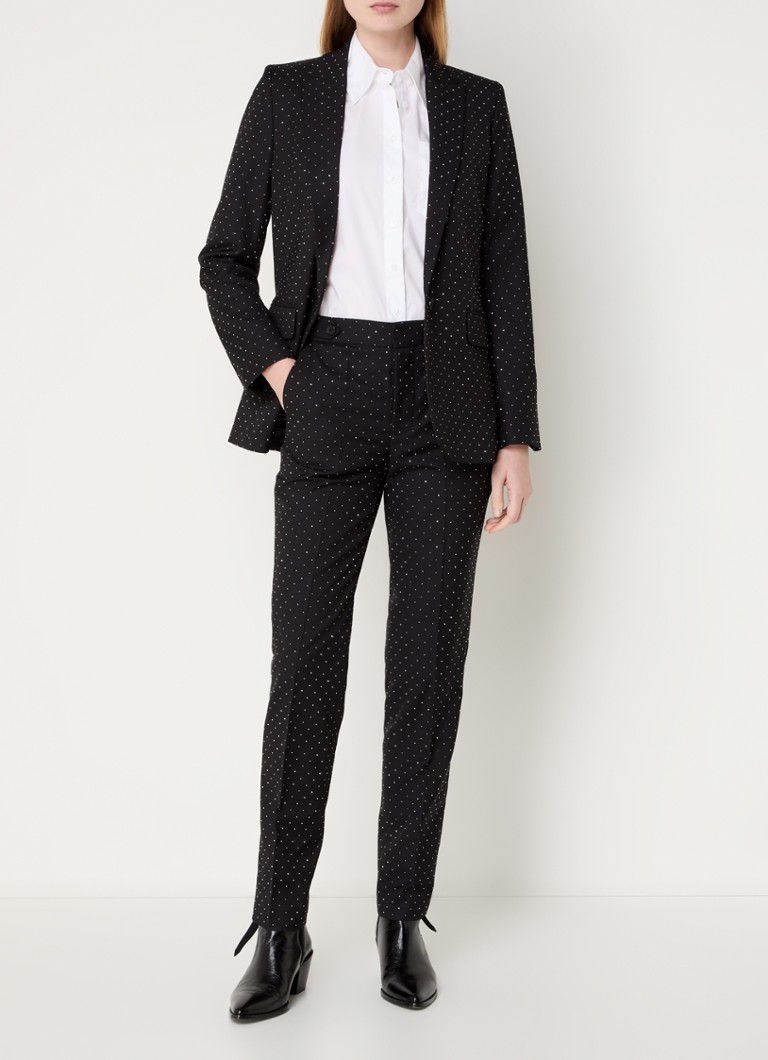 Pantaloni de damă de la Zadig&Voltaire, cu talie înaltă, croială mulată, decorați cu cristale.