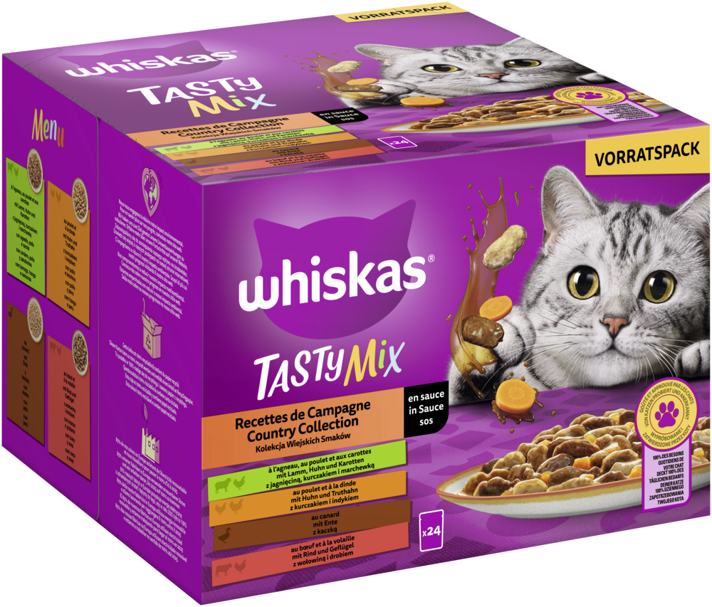Whiskas TASTY MIX Portionsbeutel Multipack Country Collection in Sauce 24 x 85g