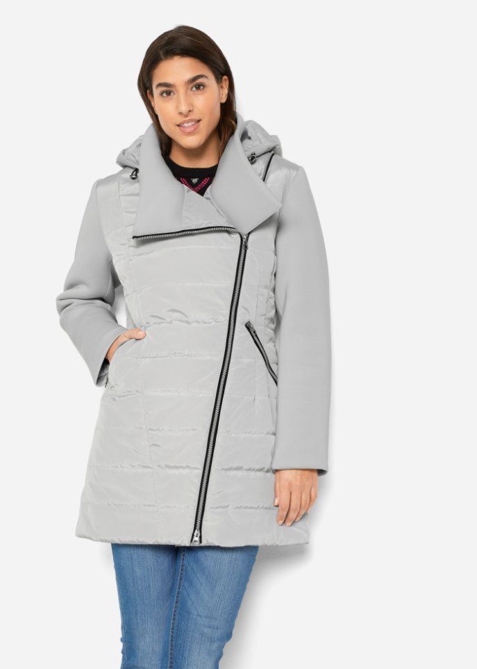 Jacke mit breitem Kragen und Kapuze