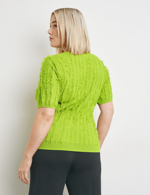 Kurzarmpullover mit Fransen-Details