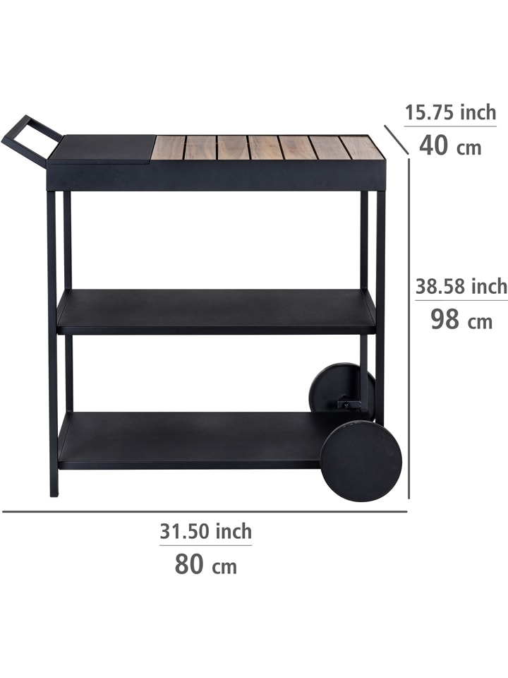 Wenko Servierwagen ''Miro'' in Schwarz/ Braun - (B)80 x (H)98 x (T)40 cm günstig kaufen onesize