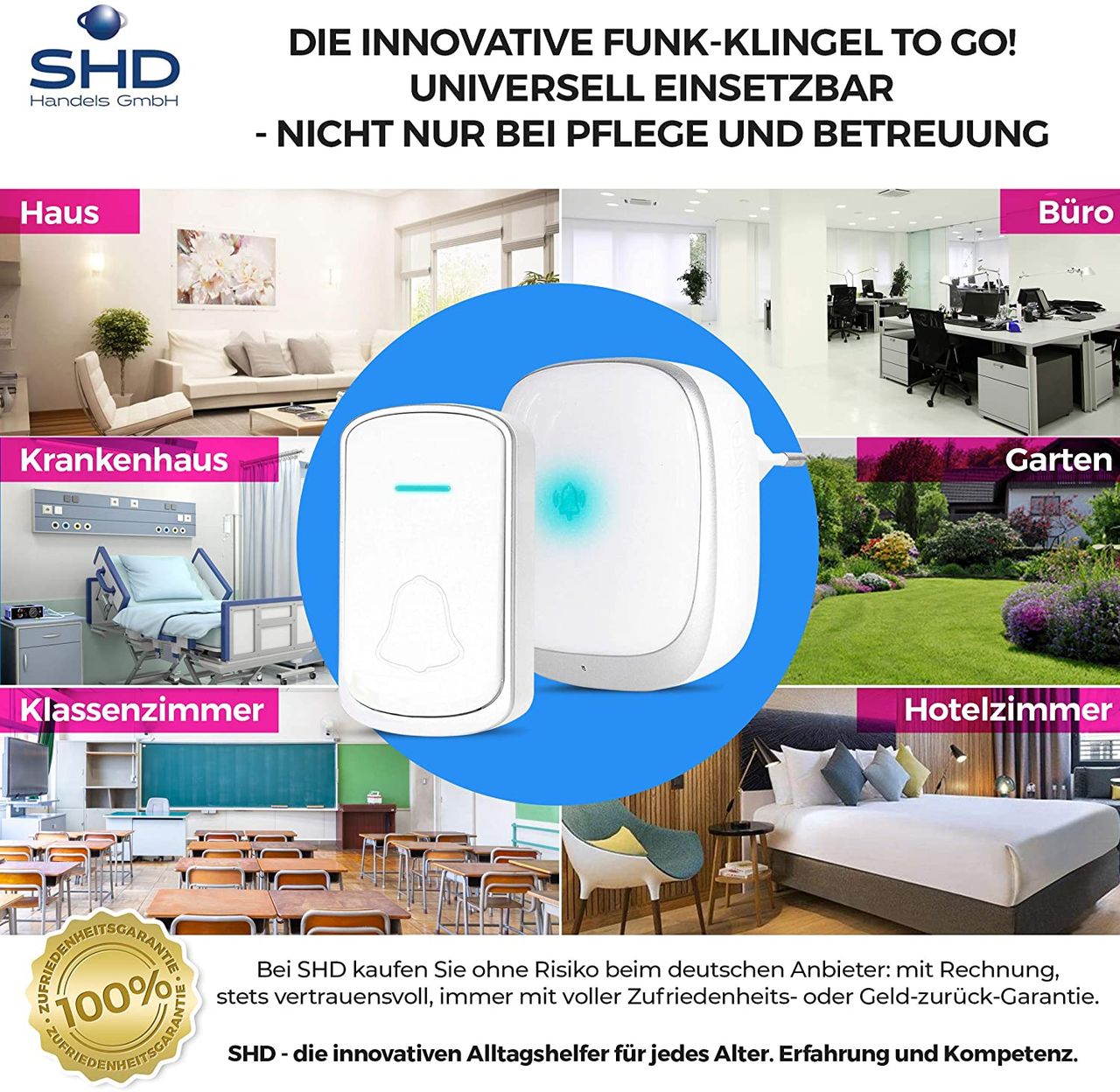 SHD Funkklingel mit akkustischem und optischen Signal