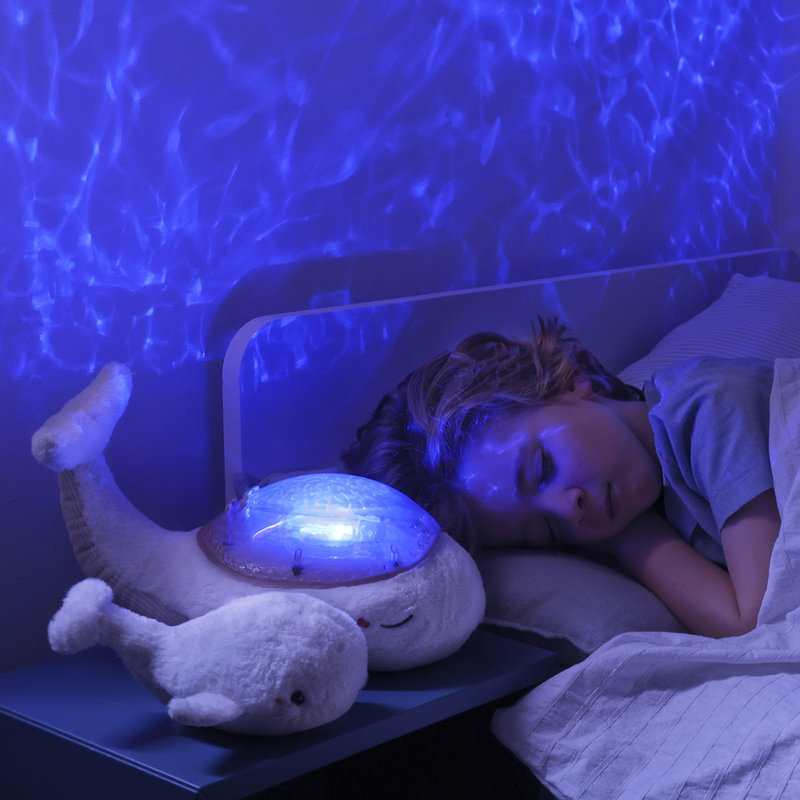 Veilleuse musicale et projection baleine blanche et son baleineau Cloud B