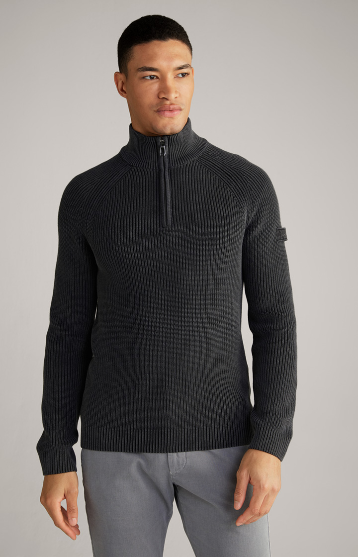 Baumwoll-Pullover Henricus in Schwarz-Grau