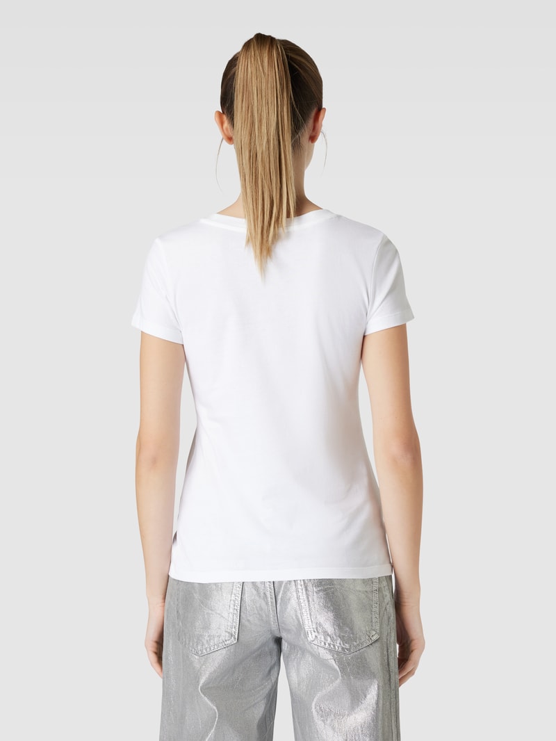 Slim Fit T-Shirt mit Paillettenbesatz Modell 'SEQUIN' in weiss