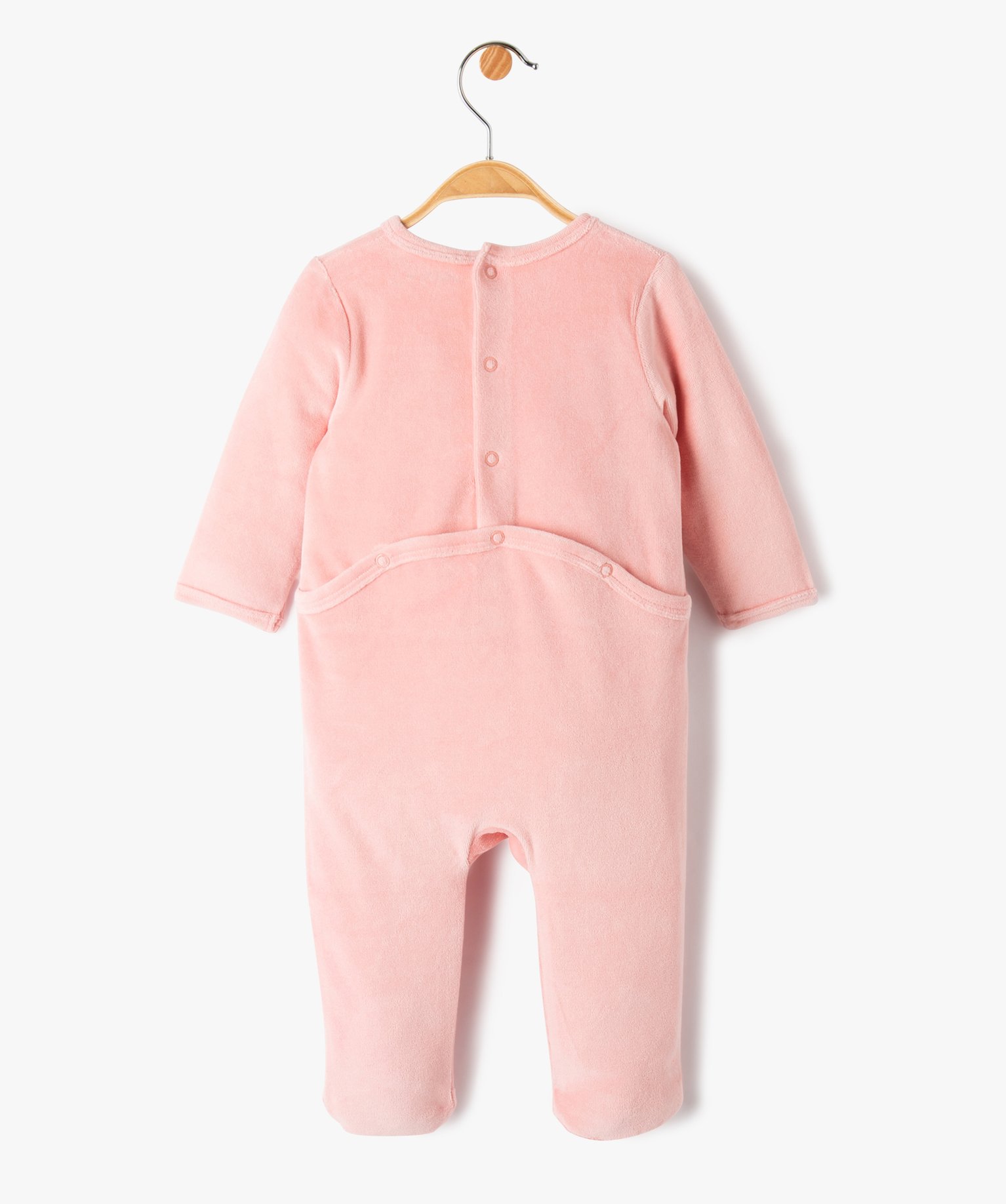 Pyjama bébé fille en velours à message rose | GEMO