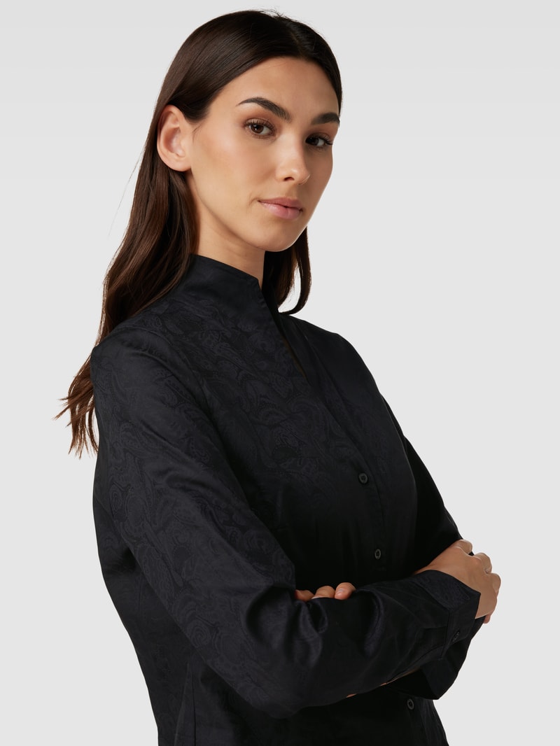 Bluse mit Stehkragen in schwarz