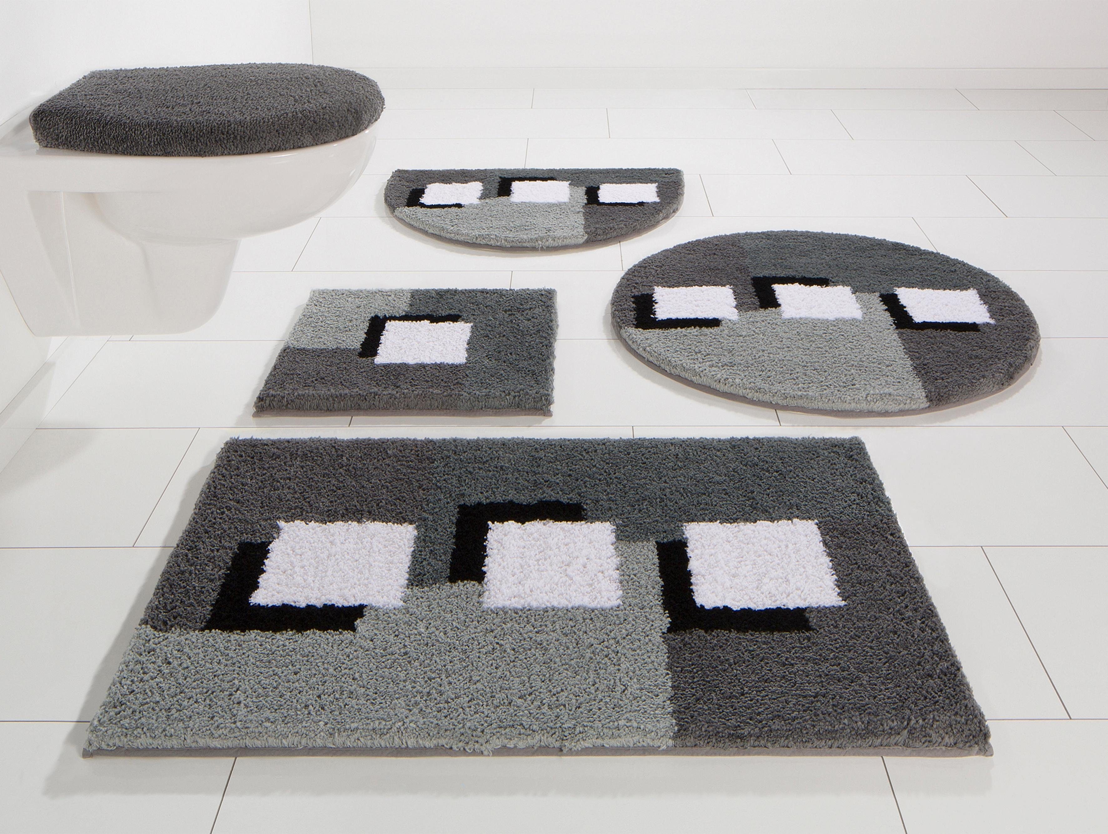 Badematte Ada my home, Höhe 21 mm, rutschhemmend beschichtet, fußbodenheizungsgeeignet, schnell trocknend, strapazierfähig, Polyester, quadratisch, Badteppich, Badematten auch als 3 teiliges Set erhältlich