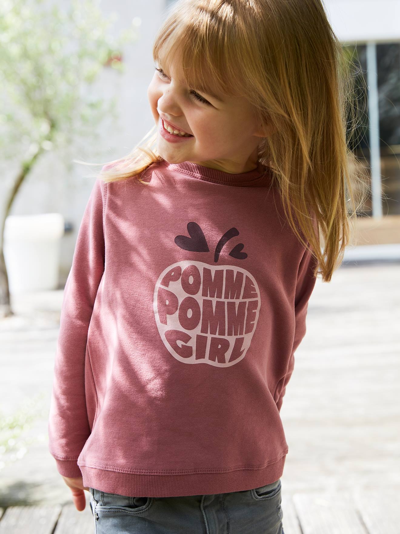Sweat Basics motifs détails irisés fille prune